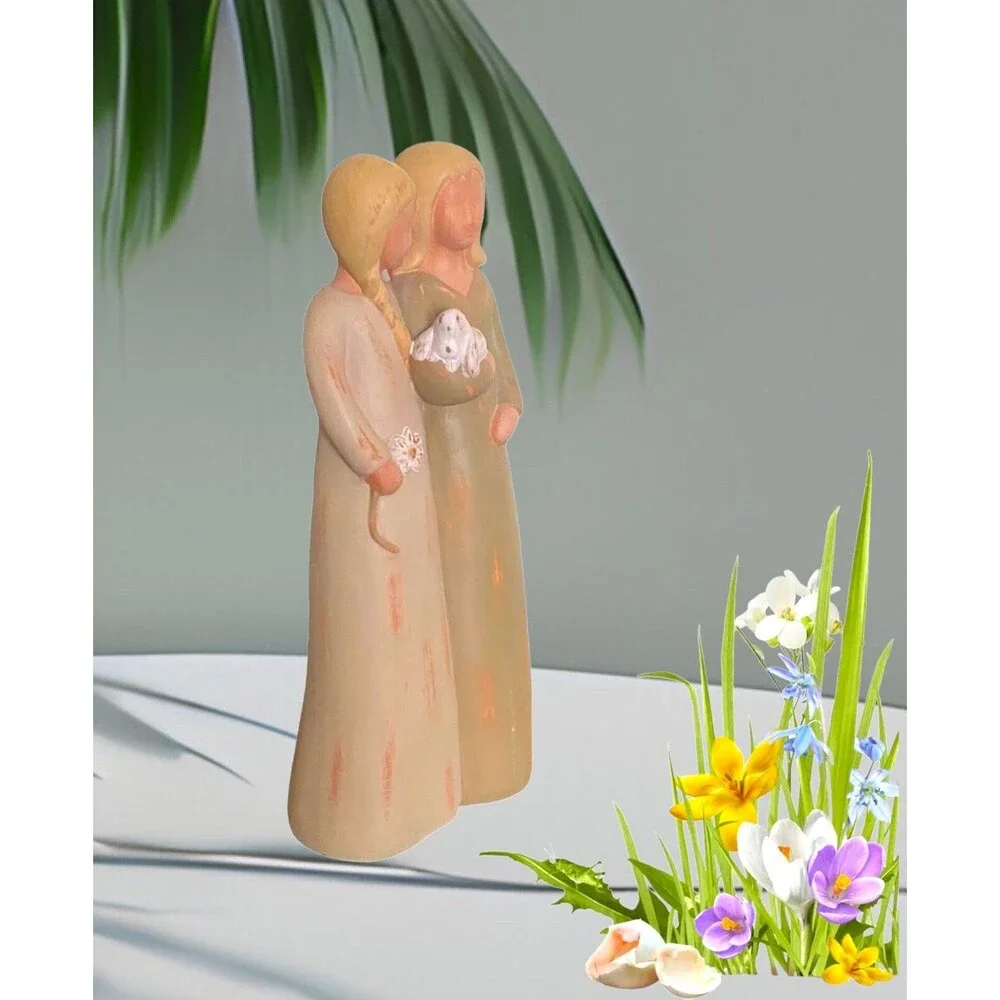 Mind's Eye Gentle Souls Friendship Figurine Women Holding Dog 2001 Resin Decor